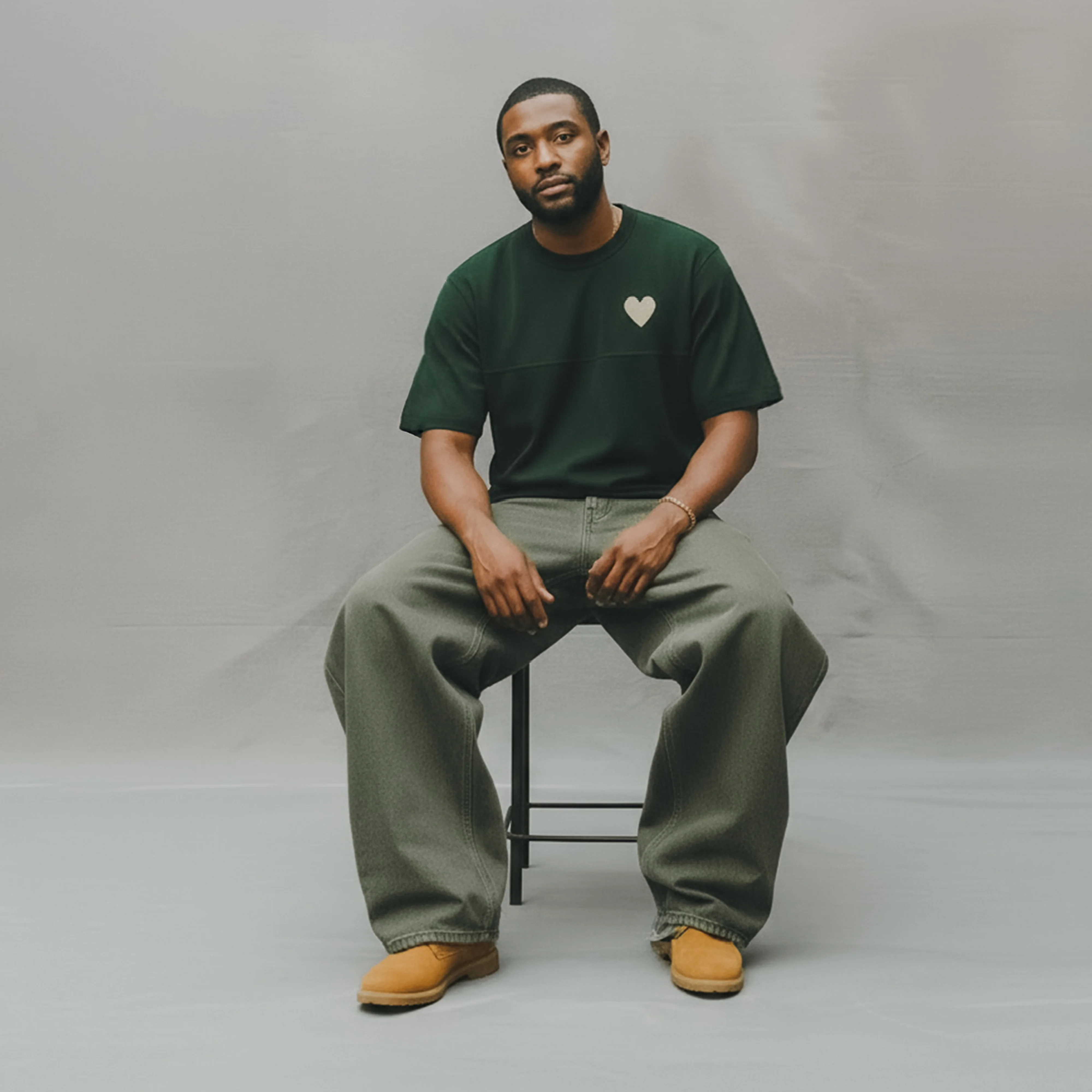 By His MRCY Heavy Knit Tee-Green - Image 3