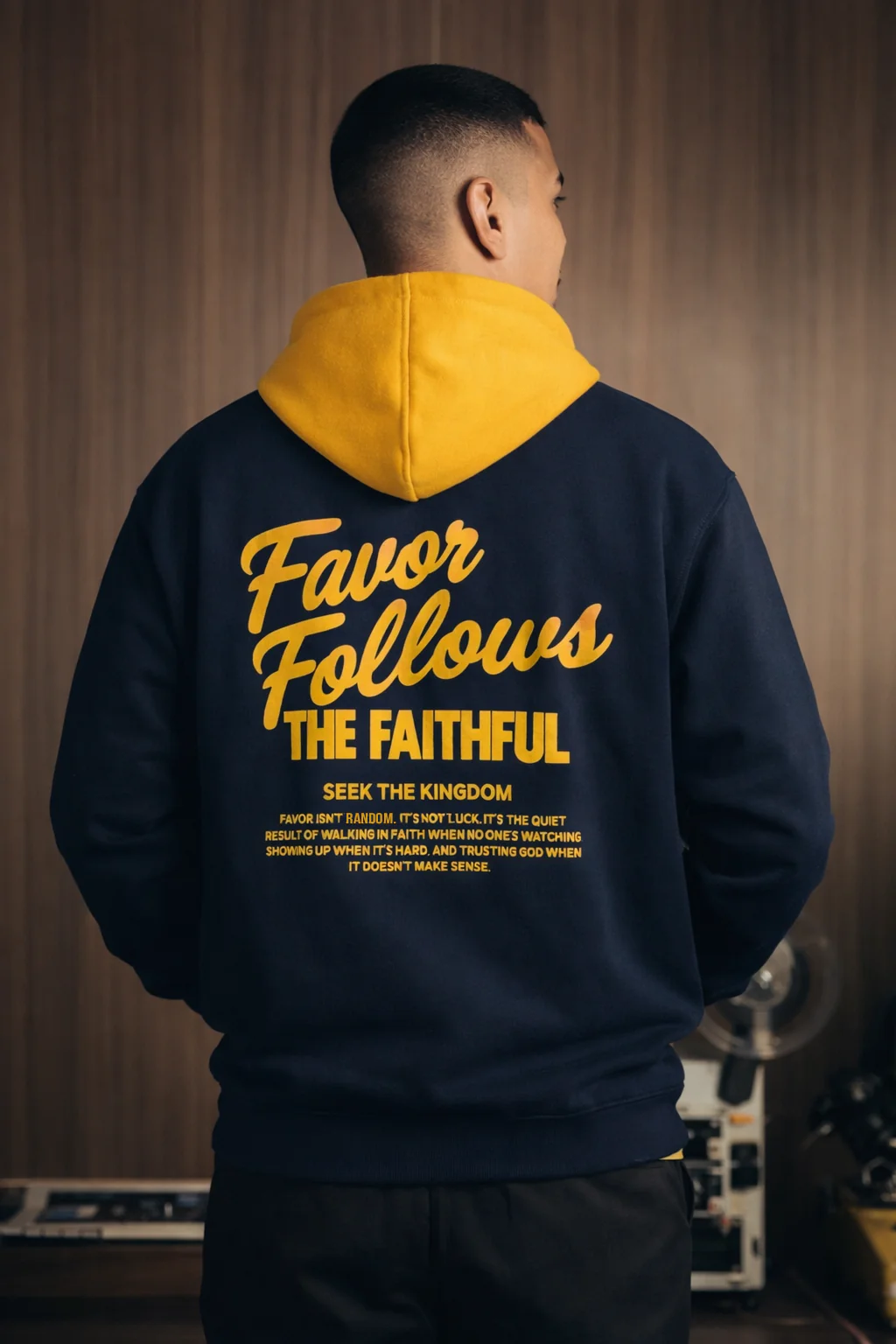 Favor Follows The Faithful -Navy - Image 2