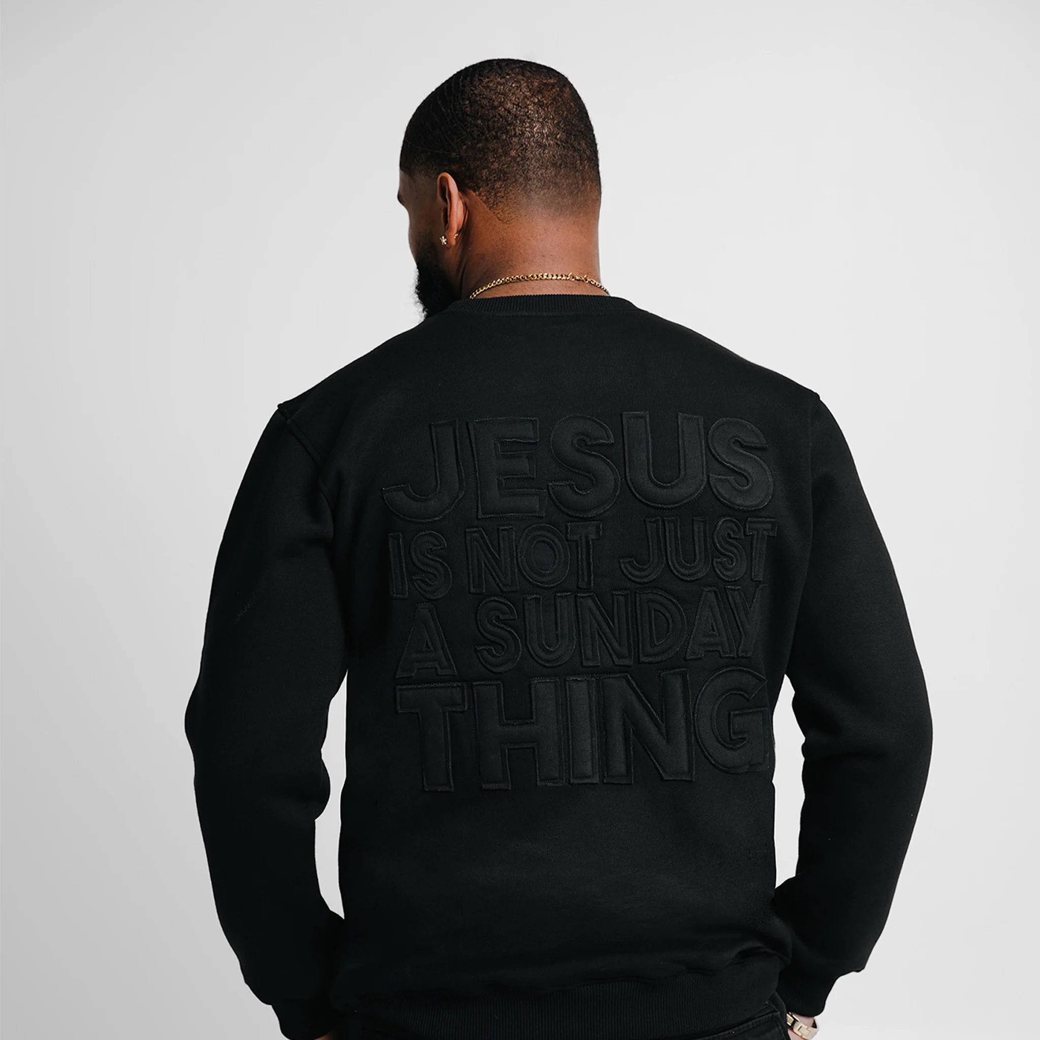 Jesus Is Not Just A Sunday Thing Crew-Black - Image 2