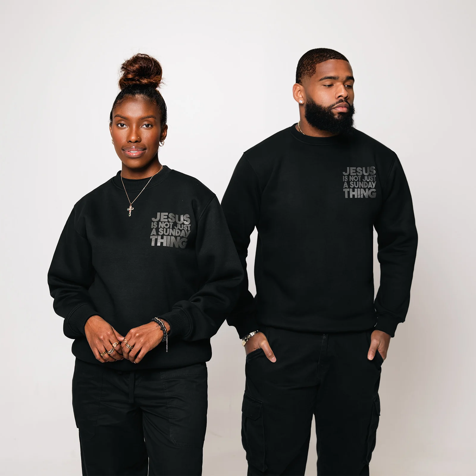 Jesus Is Not Just A Sunday Thing Crew-Black - Image 4