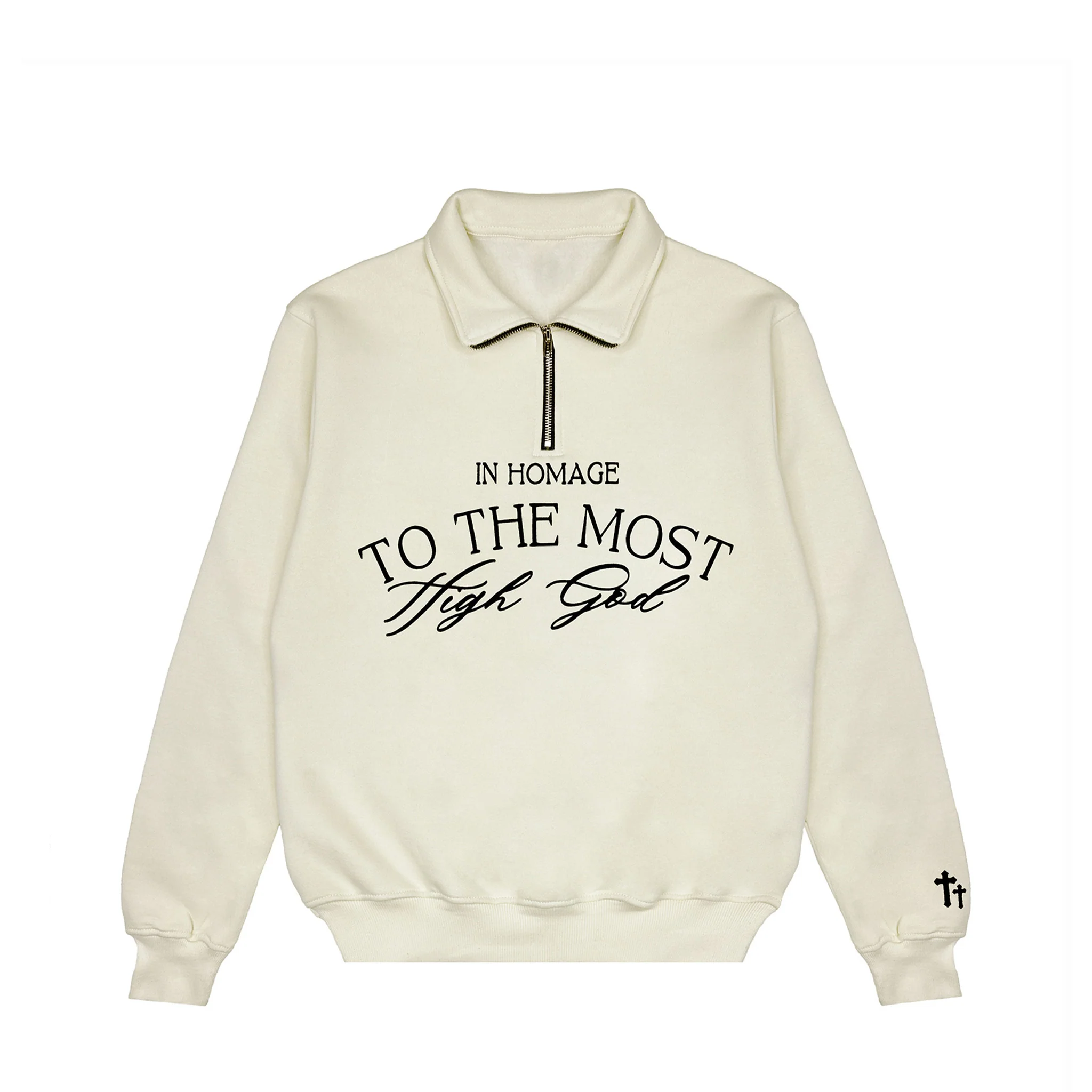 Most High Quarter Zip-Cream & Black