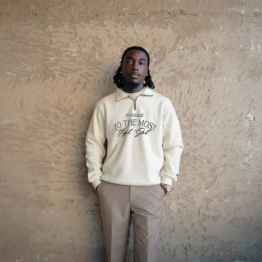 Most High Quarter Zip-Cream & Black - Image 4