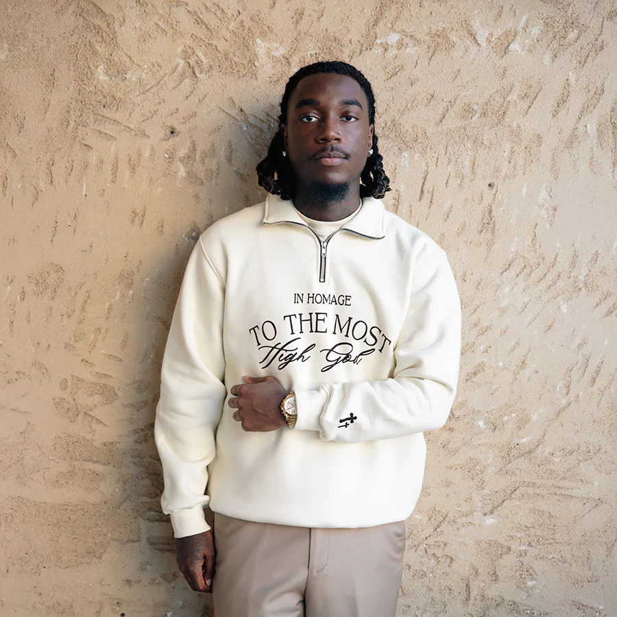 Most High Quarter Zip-Cream & Black - Image 6