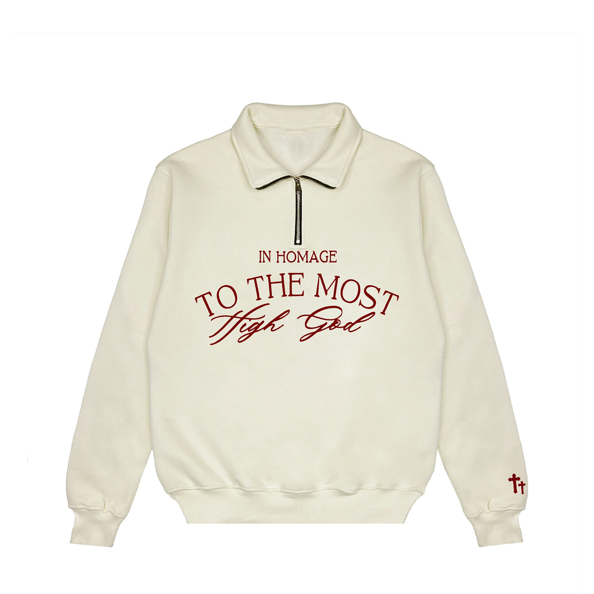 Most High Quarter Zip-Cream & Red