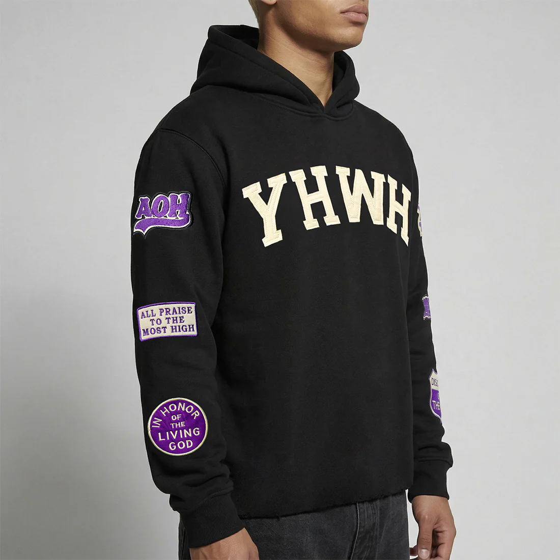 YHWH Patchwork Crop Hoodie - Image 3