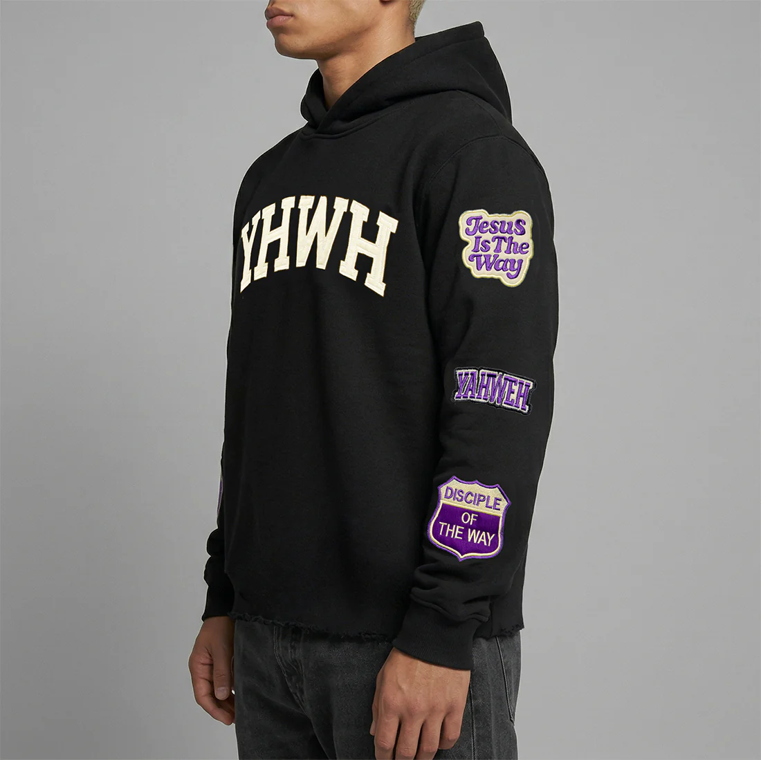 YHWH Patchwork Crop Hoodie - Image 4